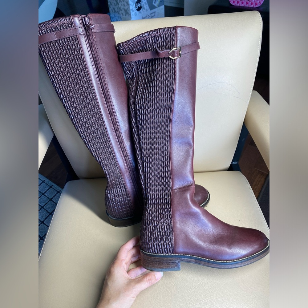 Cole Haan Grand.os Knee High Stretch tall Boot Women 5.5 B leather low heel